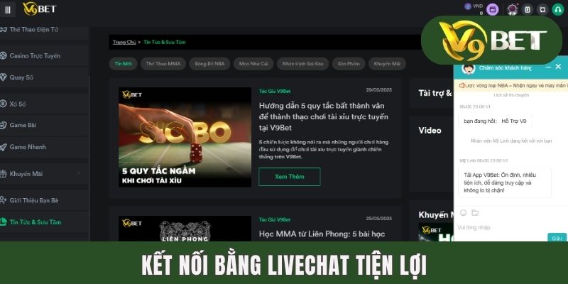 Kết nối bằng livechat tiện lợi