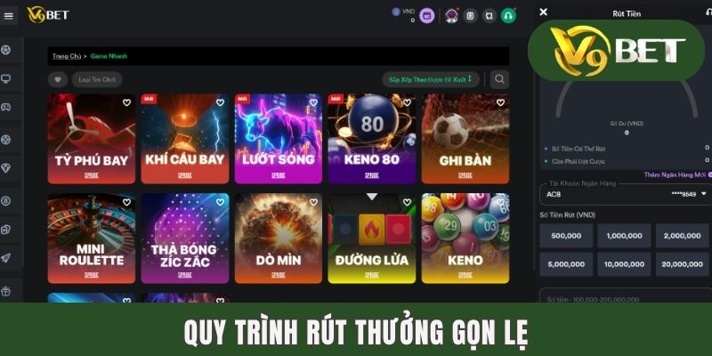 Rút Tiền V9BET | Cách Rút Thưởng Chỉ Mất Chưa Đầy 10 Phút 3 Quy trình rút thưởng gọn lẹ